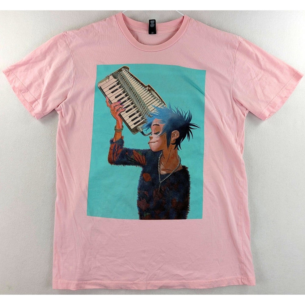 Gorillaz 2-D Melodica Graphic T-Shirt Mens Medium Pink Cotton AS Colour